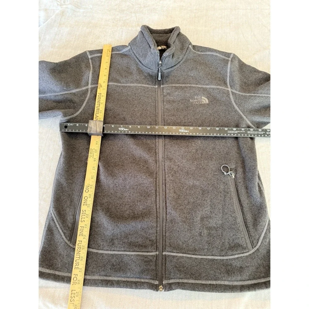The North Face Mens XL Gray Full Zip Fleece Jacket Sweater Knit Outdoor